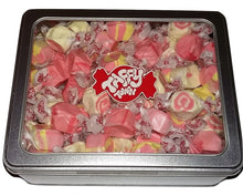Load image into Gallery viewer, Assorted strawberry salt water taffy gift tin