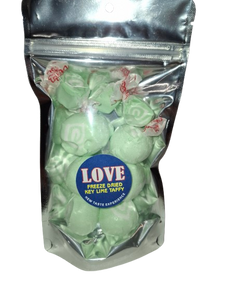 Freeze dried key lime salt water taffy Before and after