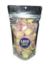 Load image into Gallery viewer, Freeze dried strawberry &amp; banana salt water taffy Before and After
