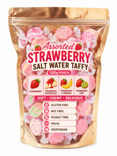 Load image into Gallery viewer, Assorted strawberry salt water taffy 500g pouch
