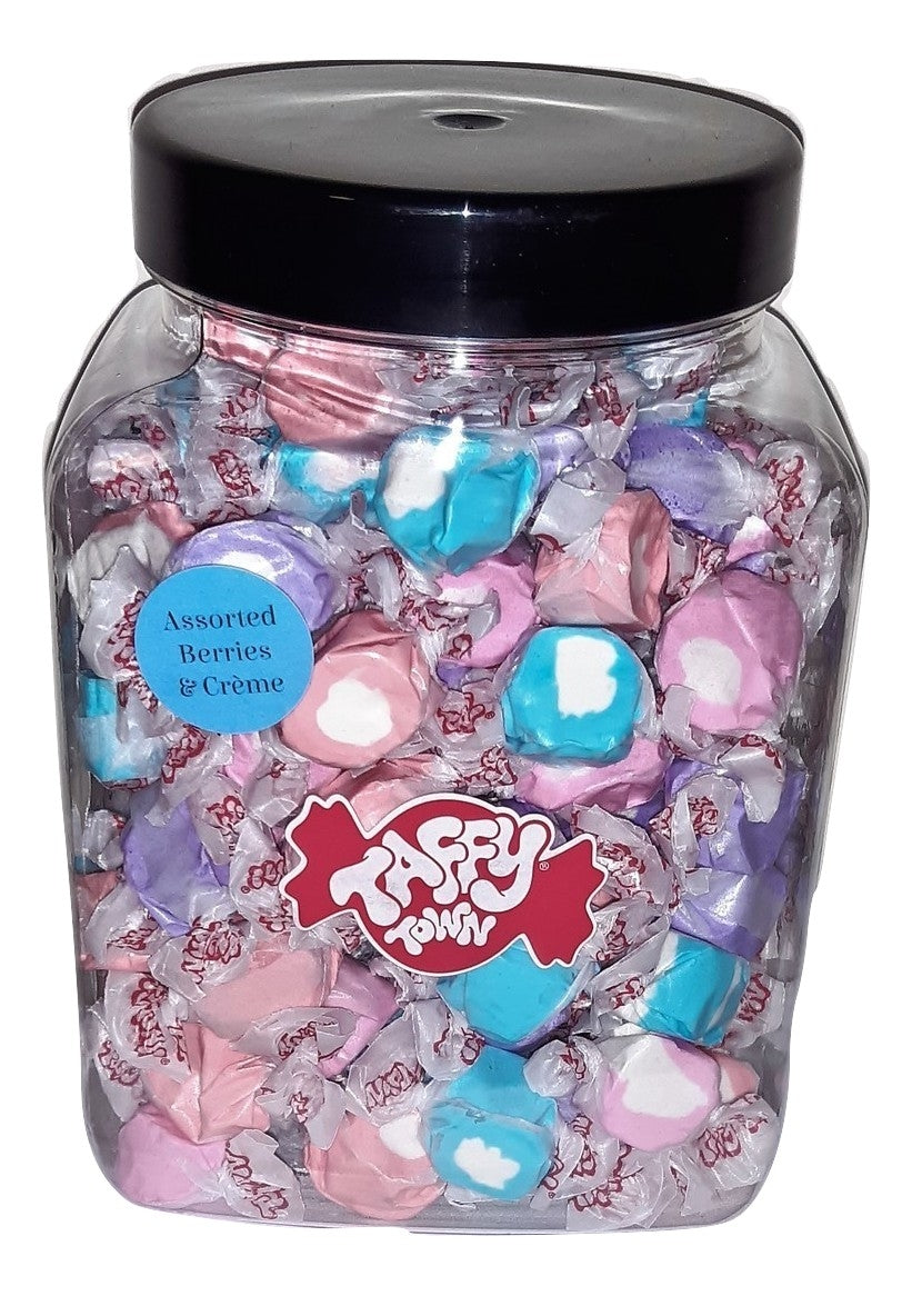 Assorted Berries & cream salt water taffy gift jar